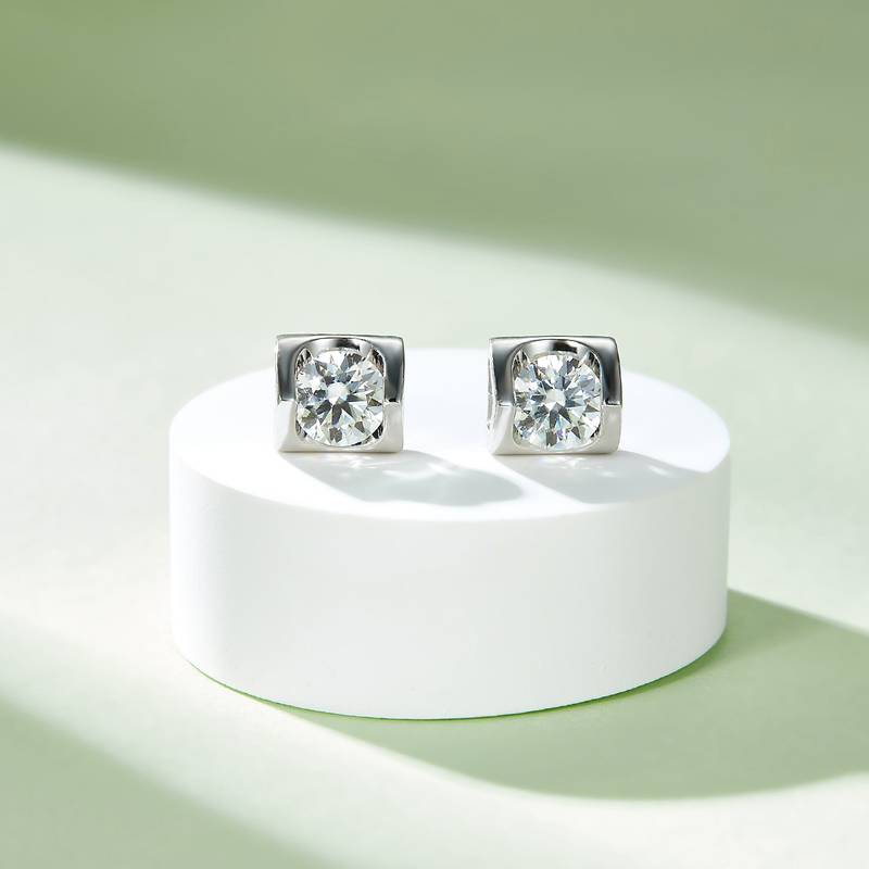 天使之吻S925银镀白金MoissanitePendantStud Earring套装